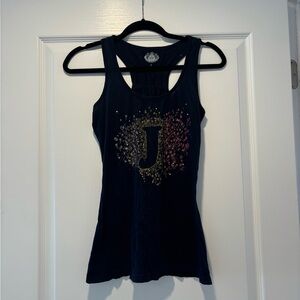 Juicy Couture Navy Tank Top with Glitter 'J' Design